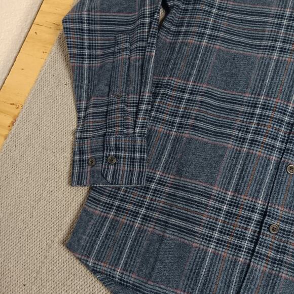 Eddie Bauer Bristol Flannel Shirt Mens Small Blue Plaid Relaxed Fit Casual - Picture 3 of 14